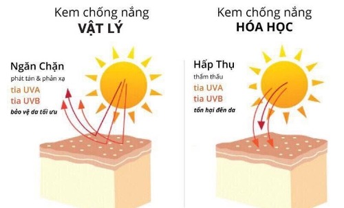 Sự khác biệt cơ bản giữa kem chống nắng vật lý và hoá học