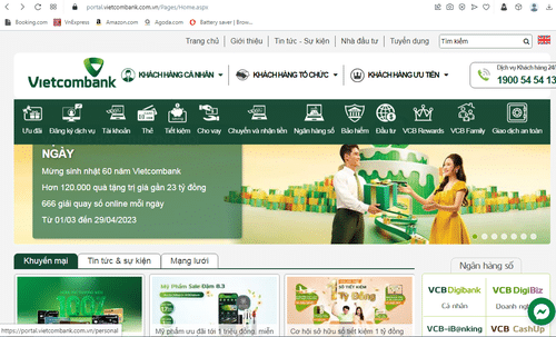 Bước 1 : truy cập web mở thẻ Vietcombank
